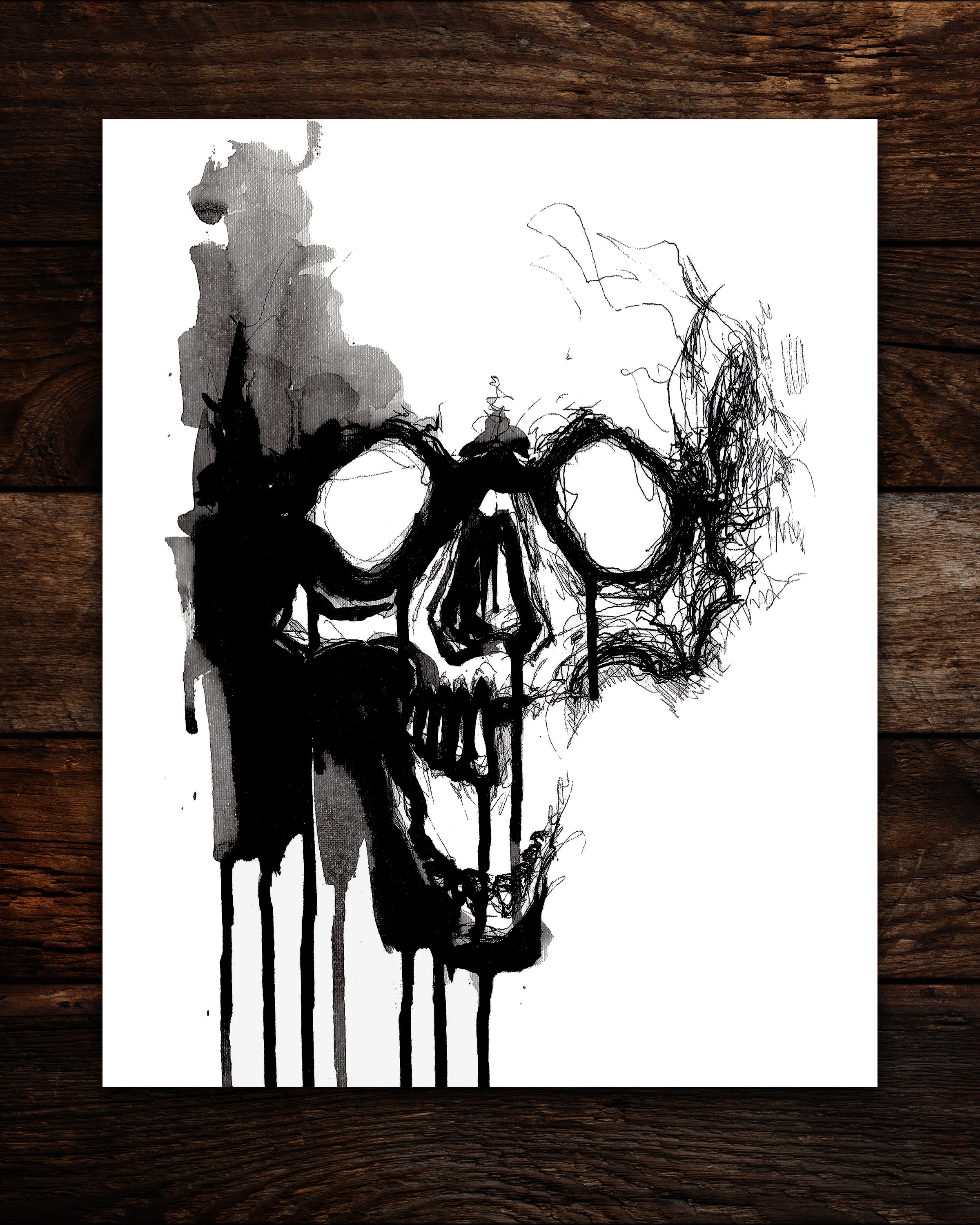 Black Ink Skull Print