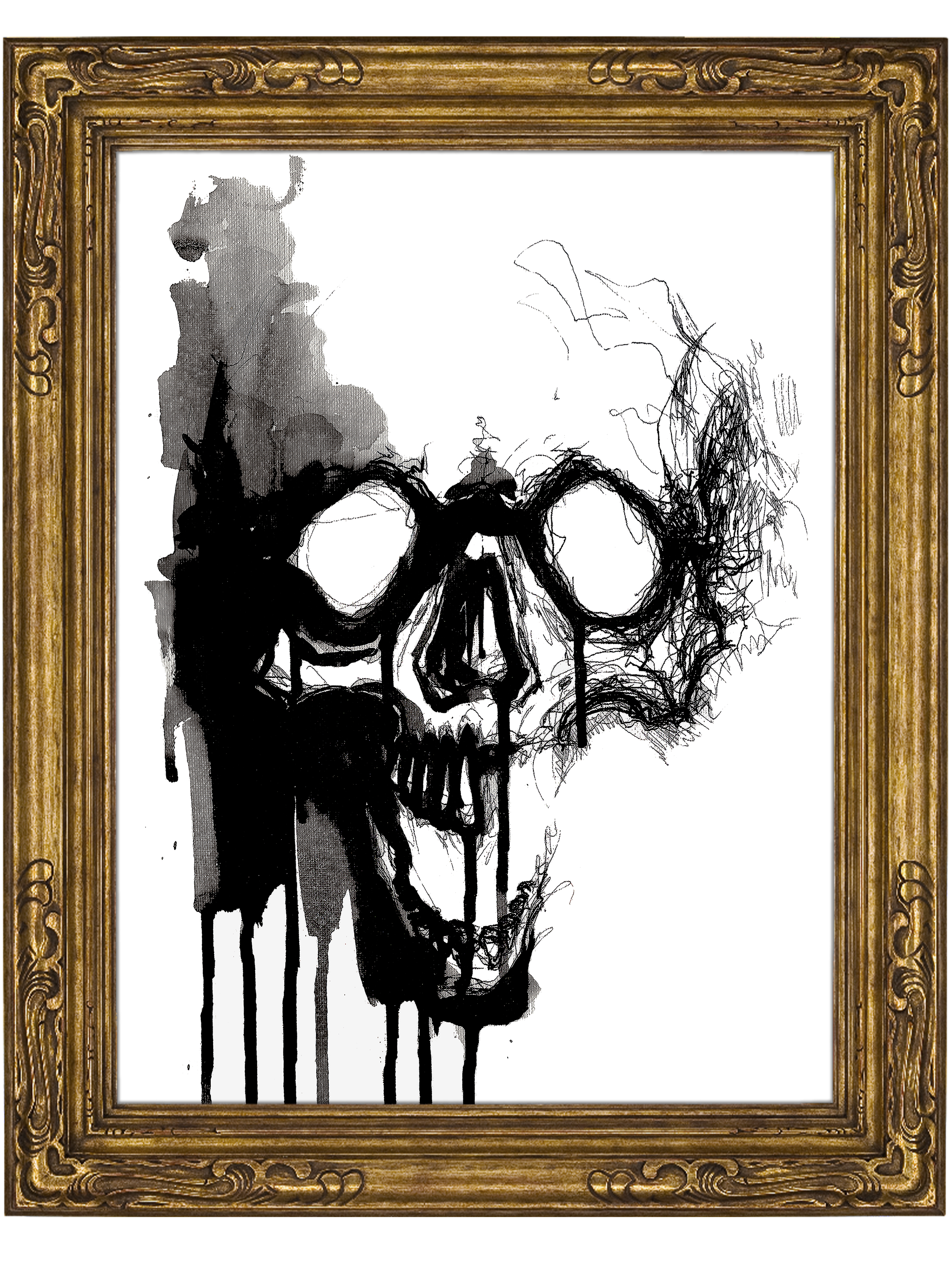 Black Ink Skull Print