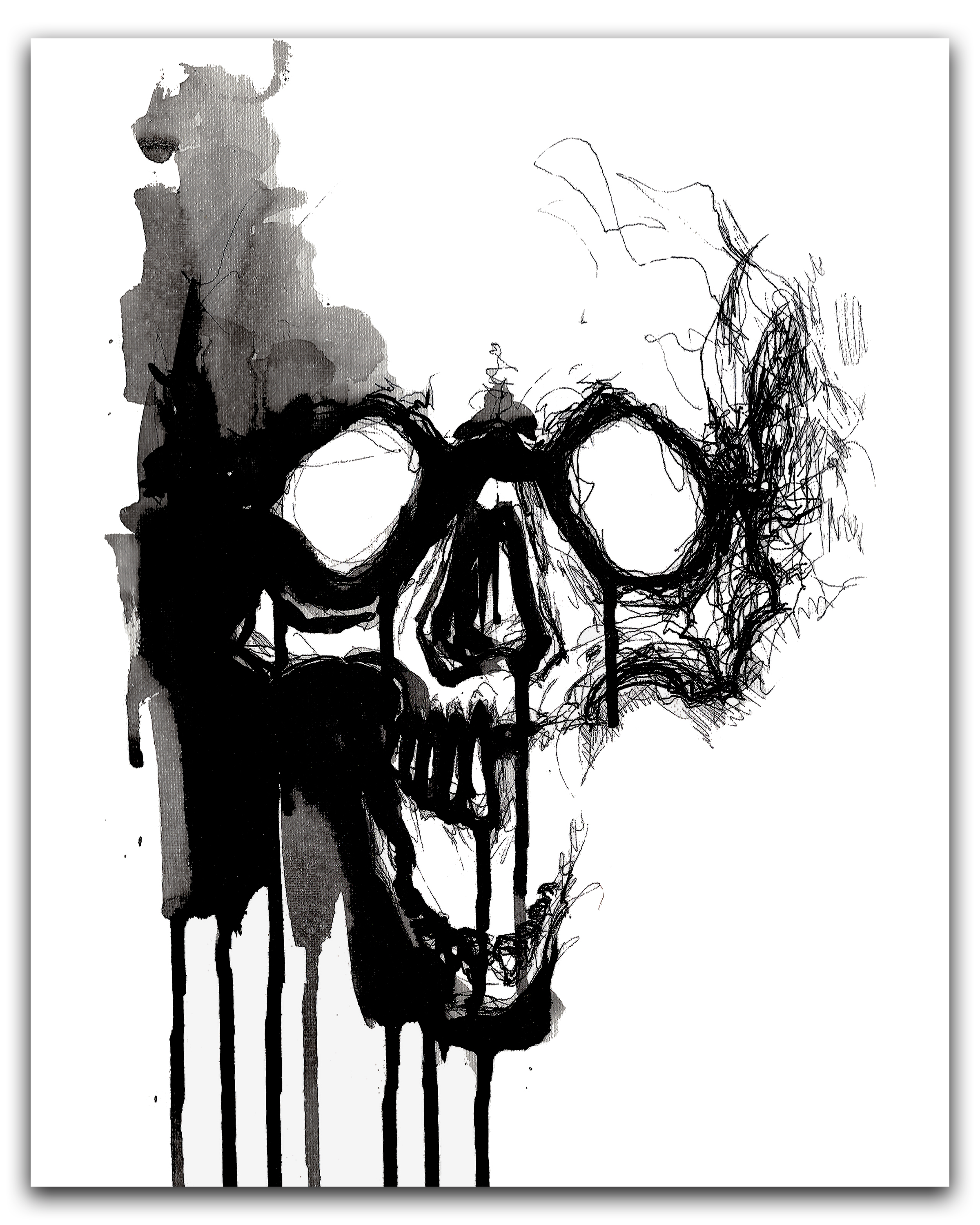 Black Ink Skull Print